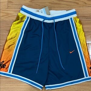 Nike Men's Blue and Yellow Athletic Shorts